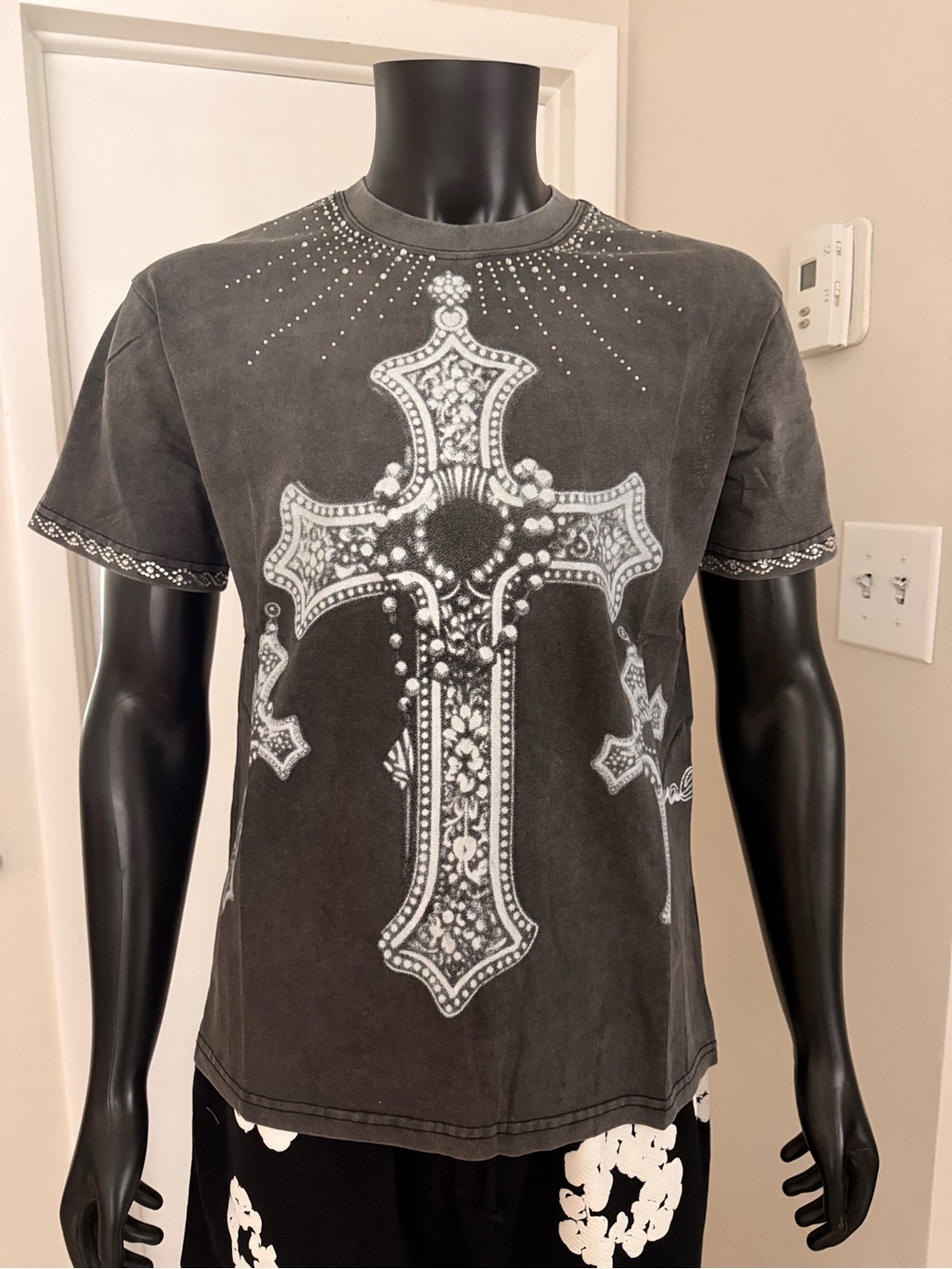 Black Short Sleeve Graphic Cross Tee